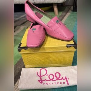 Pink Loafers with Palm Tree Embroidery